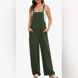 Army Green Wide Leg Overalls Jumpsuit